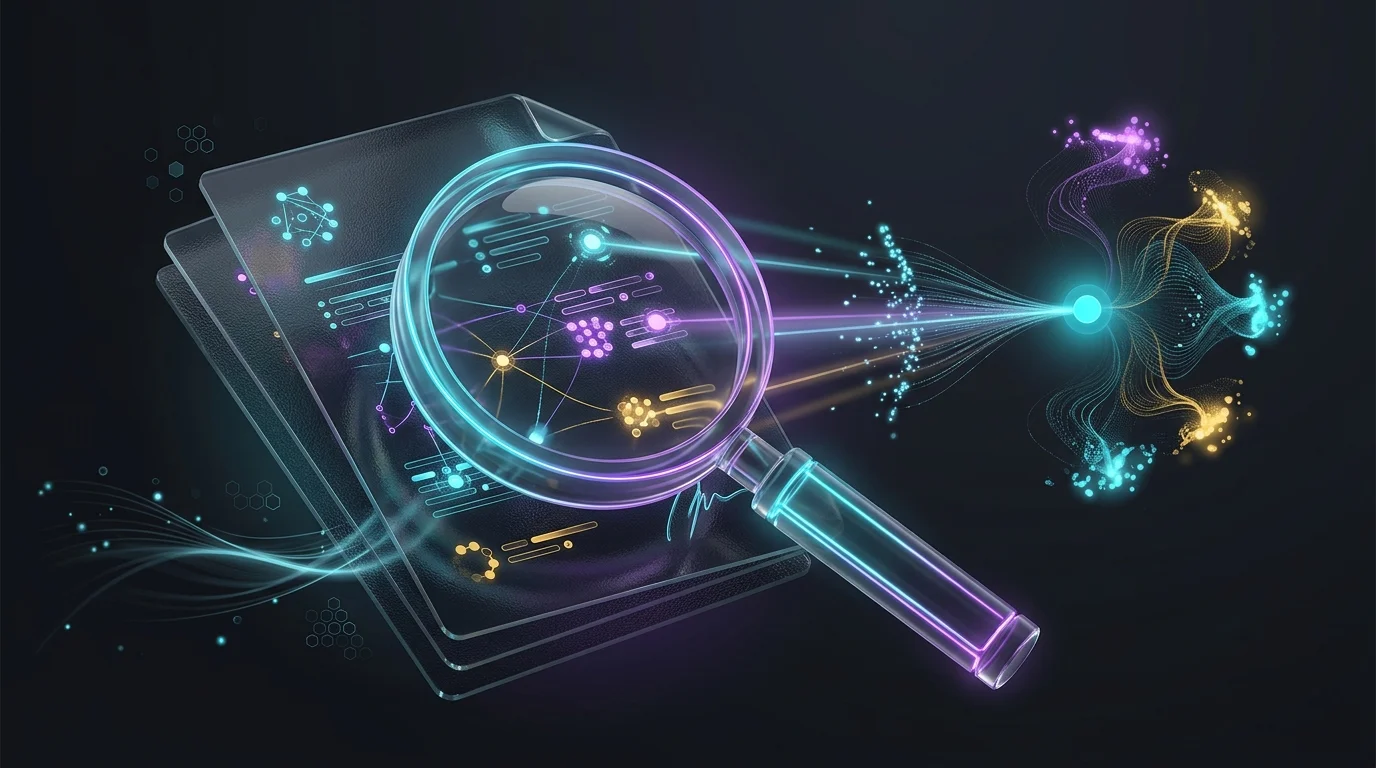 Magnifying glass scanning insurance policy documents to extract data for Gabi insurance quotes.