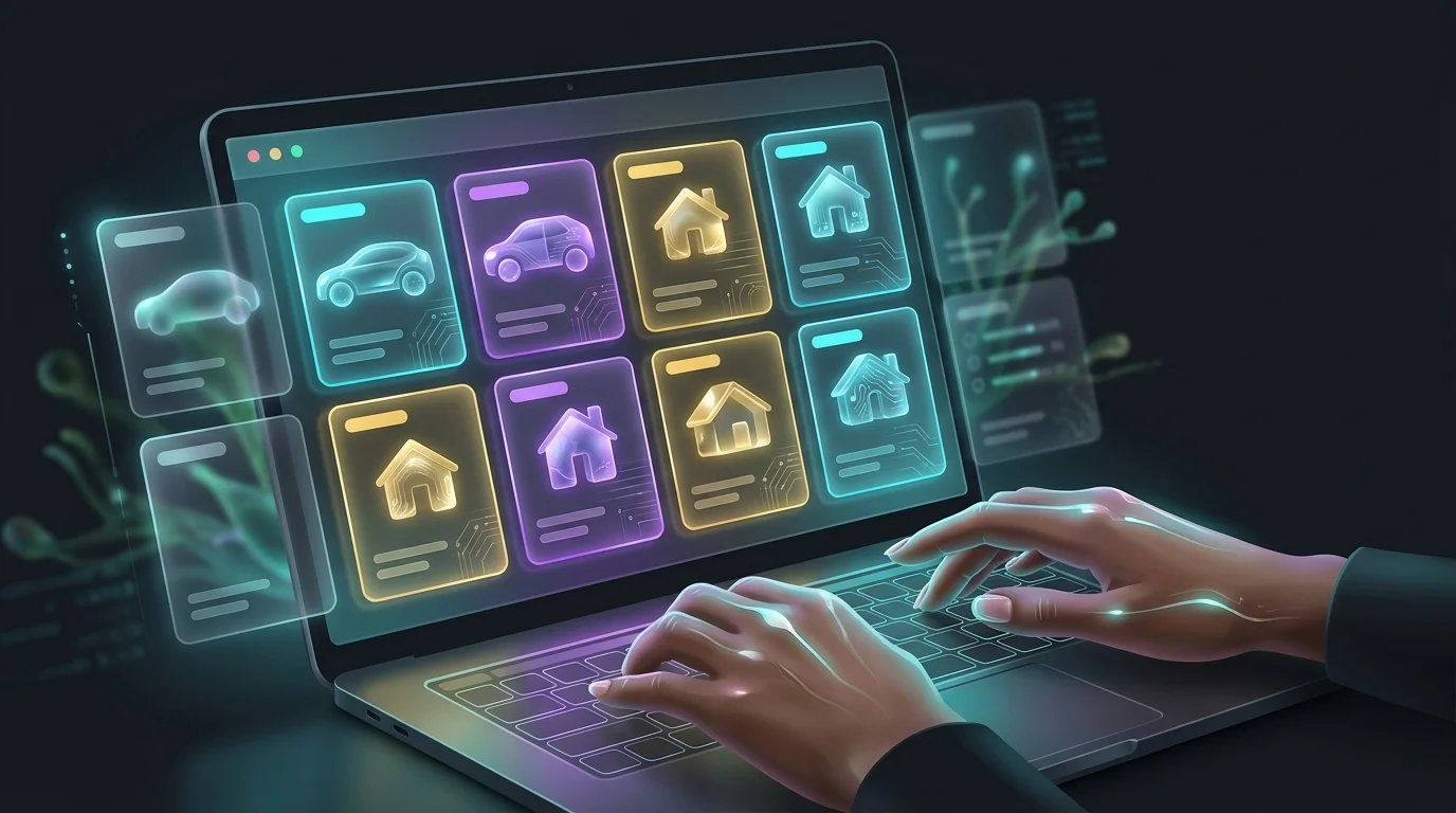 Person using a laptop to compare side-by-side insurance quotes during the Insurify shopping process.
