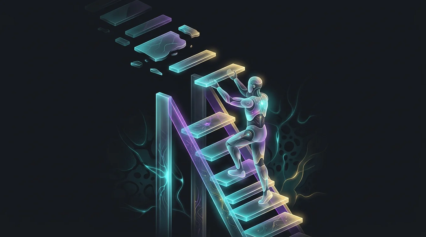 Person on a ladder removing rungs to visualize reducing Ladder life insurance coverage over time.