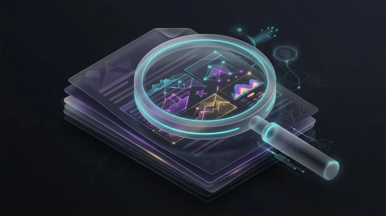Digital magnifying glass scanning insurance documents to detect fraud with Shift Technology AI software.