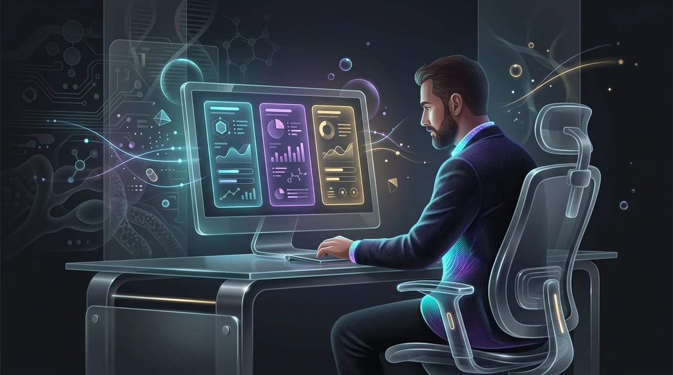 Business owner comparing AI insurance tools and quotes on a computer screen.