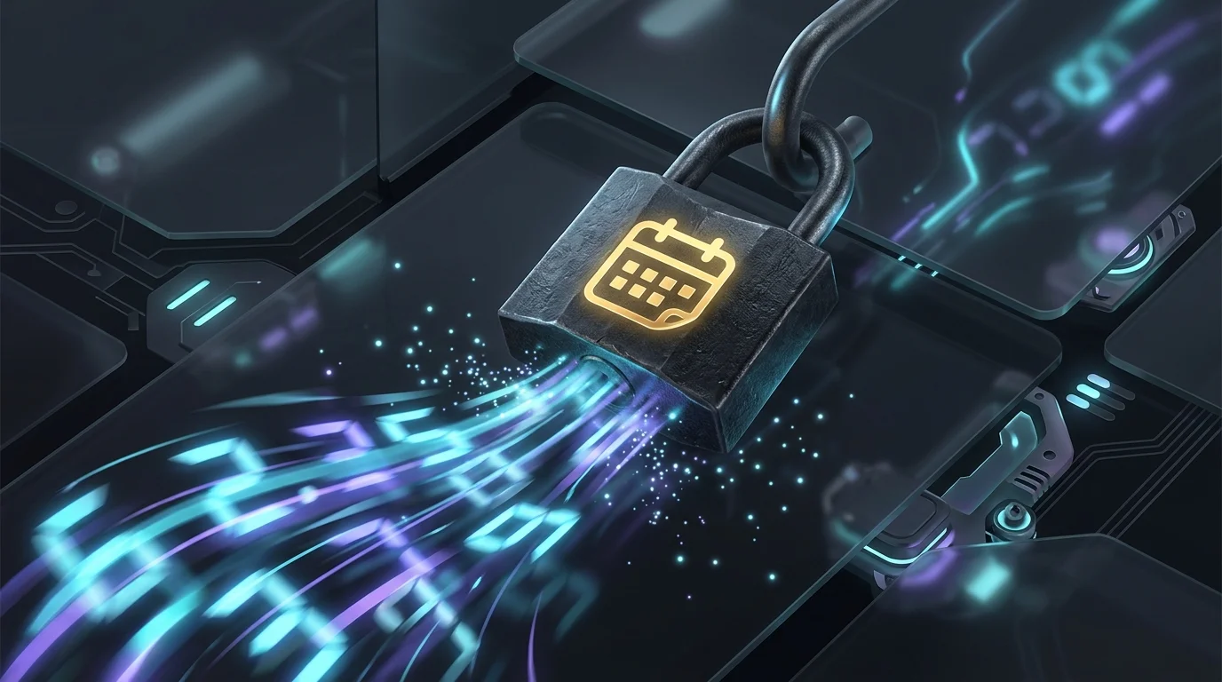 Digital clock stopped by a calendar padlock representing waiting period constraints in AI pet insurance claims.