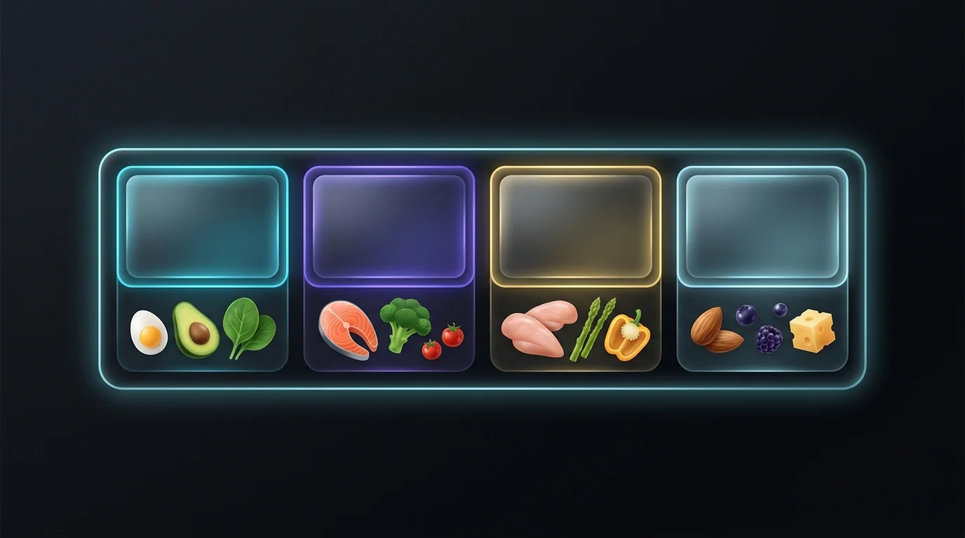 Horizontal bar showing a 135g daily target broken into four meal blocks: breakfast 35g, lunch 40g, dinner 40g, snack 20g