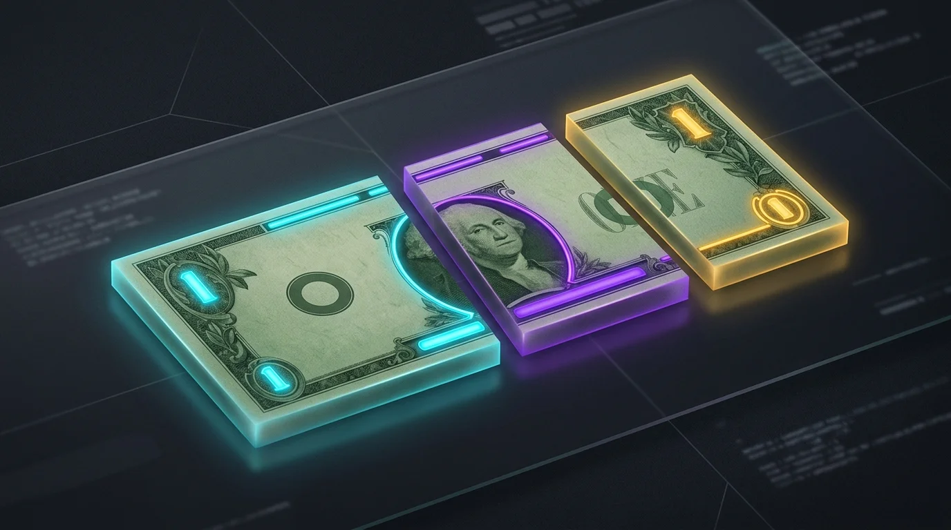 A dollar bill sliced into three segments illustrating how premiums split between insurance costs and cash value growth.