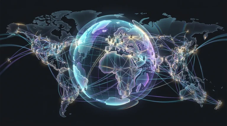 Digital globe illustrating NordVPN global server network for enhanced online privacy and security.