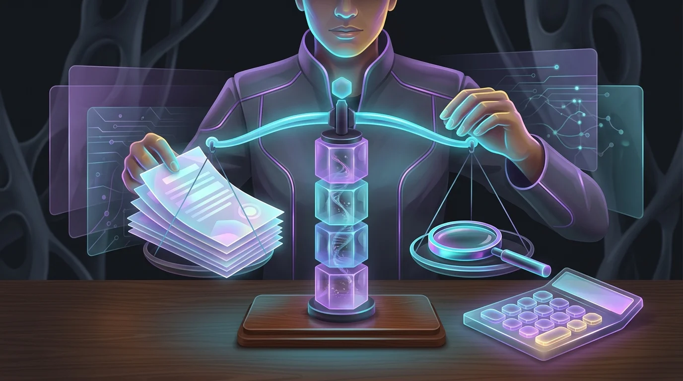 Person weighing life insurance policy documents with a calculator to compare coverage options and costs.