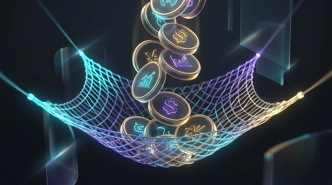 Safety net catching golden coins to illustrate state guaranty association protections for annuity investments.
