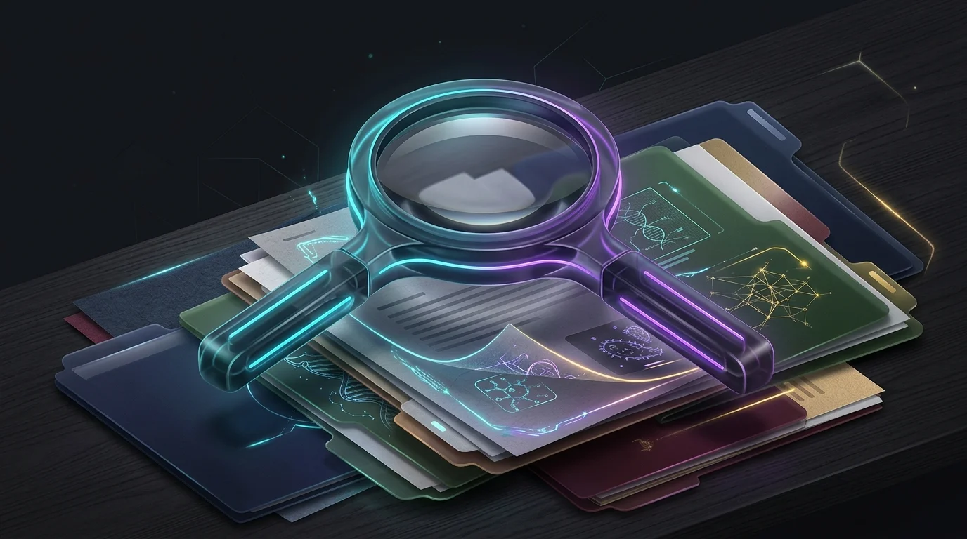 Magnifying glass over documents to help find life insurance policy information.