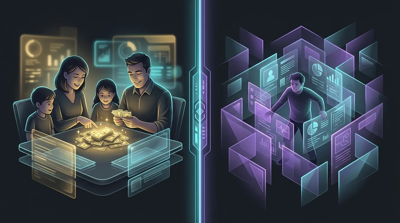 Family counting extra cash alongside a person navigating a complex medical maze due to The One Big Beautiful Bill.