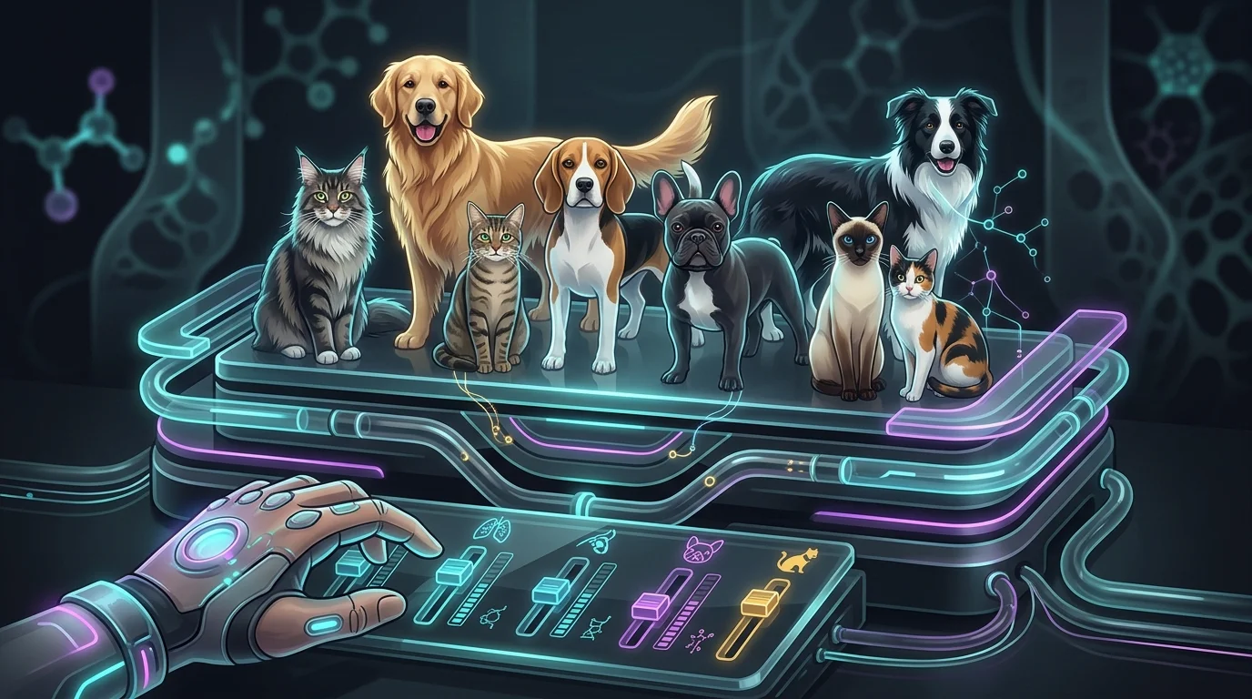 Human hand adjusting individual pet insurance sliders on a scale to balance multi-pet coverage needs.