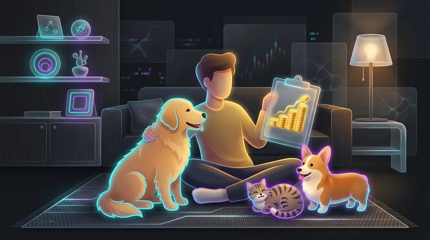 Person petting two dogs and a cat while holding coins to represent multi-pet insurance savings.