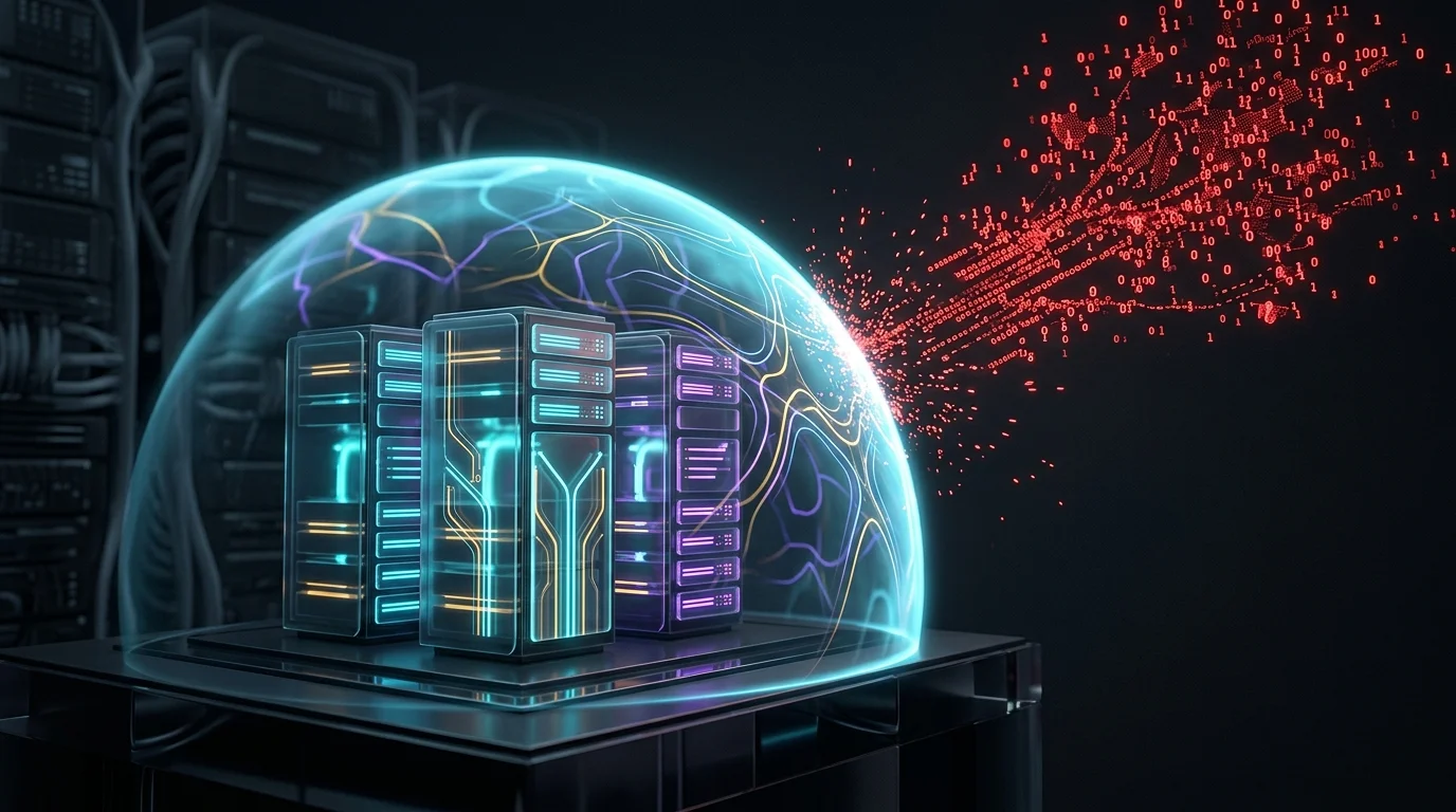 Digital shield protecting server towers from a cyber attack as part of comprehensive cyber liability insurance.
