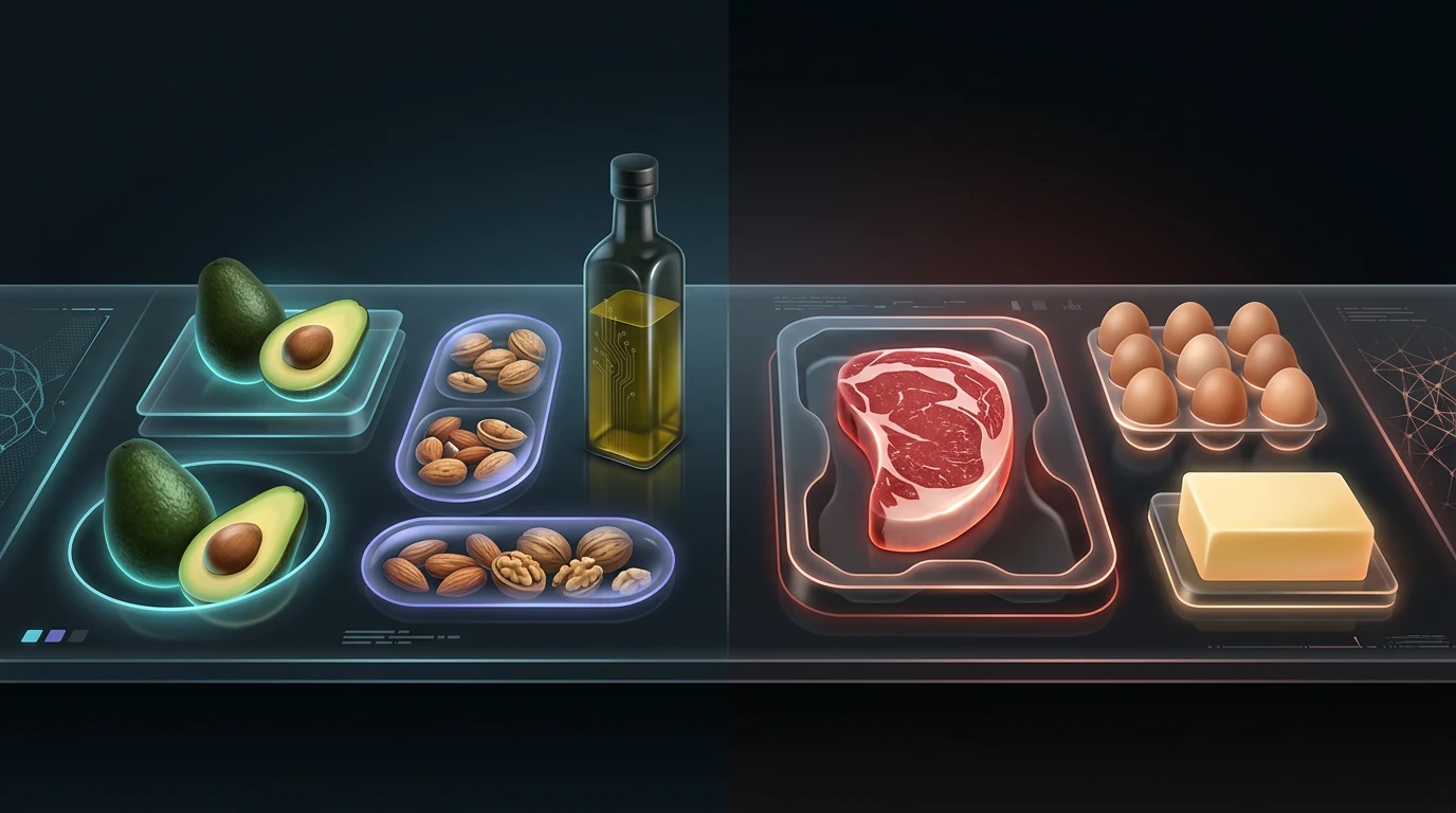Kitchen counter split between plant fats and animal fats