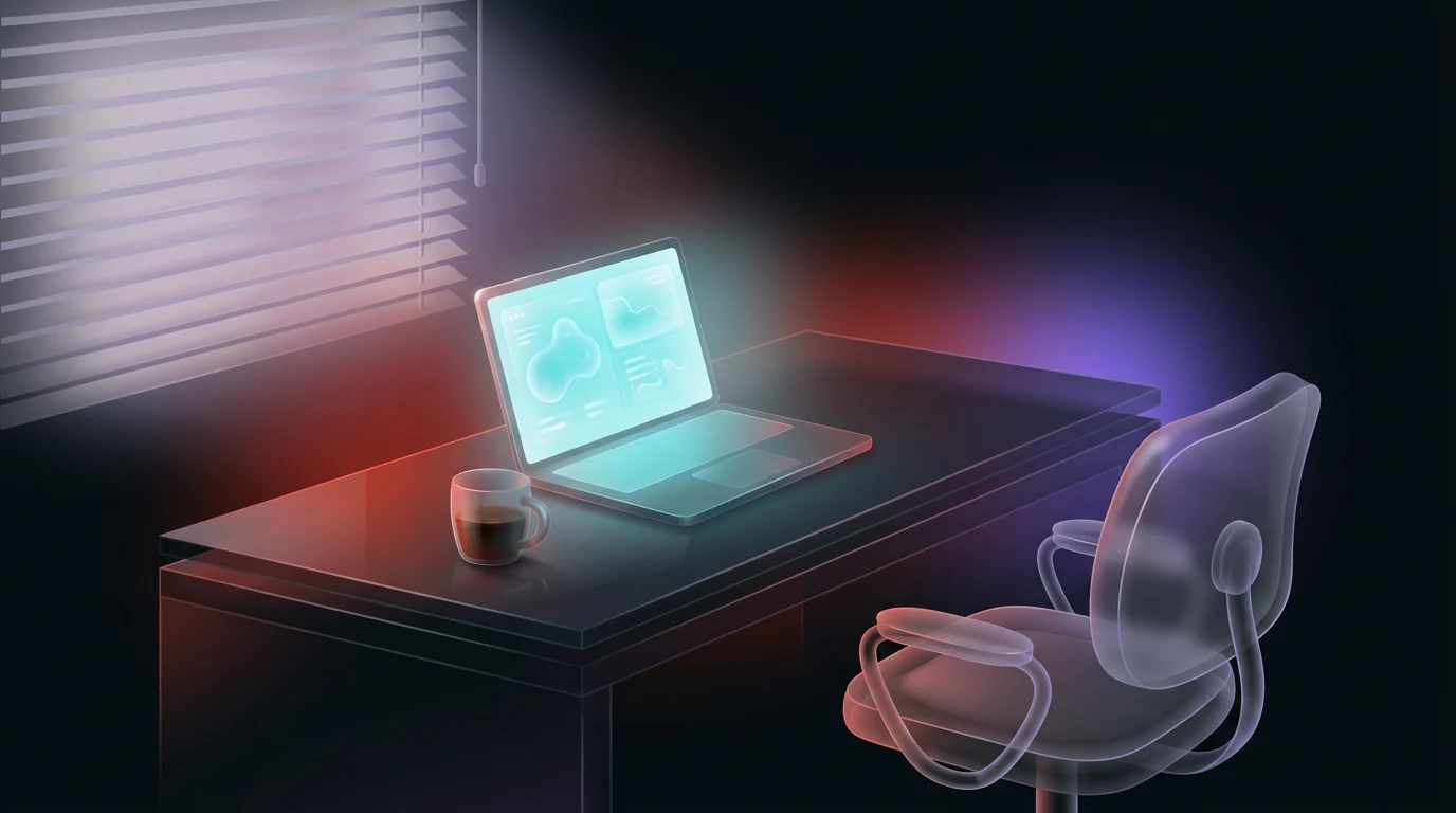 Empty office chair and half finished coffee during an afternoon crash