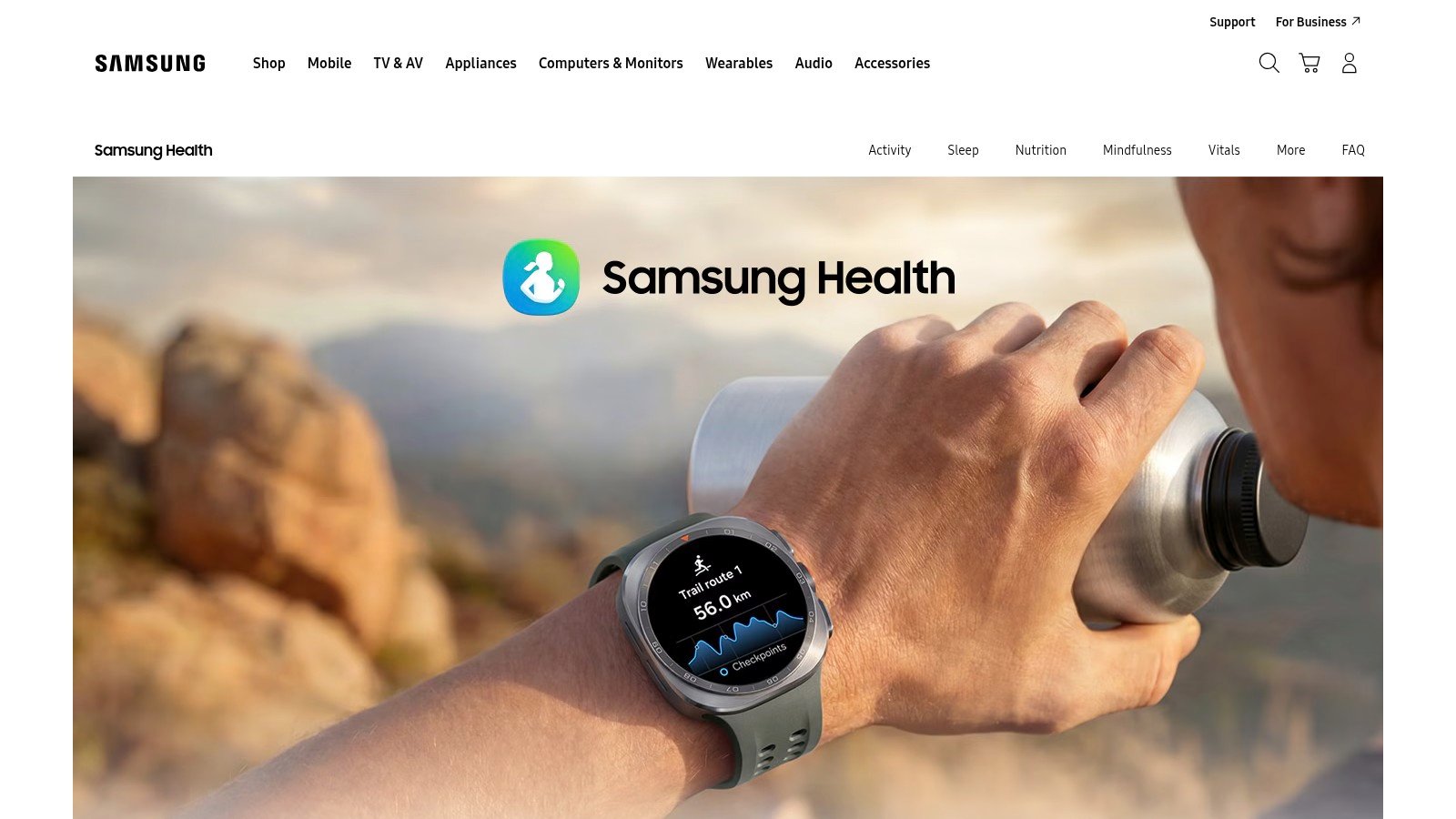 Samsung Health app page