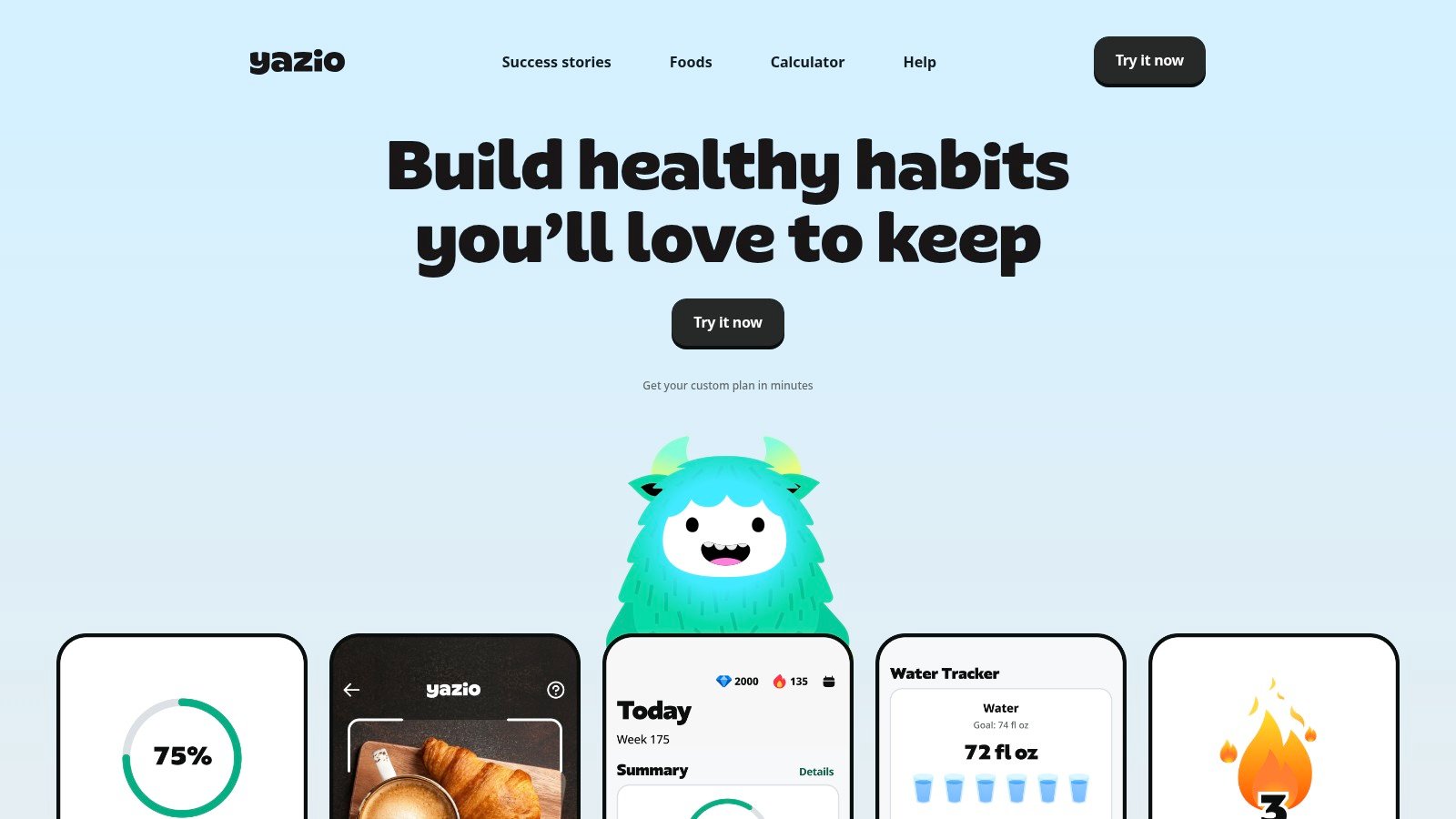 YAZIO website homepage