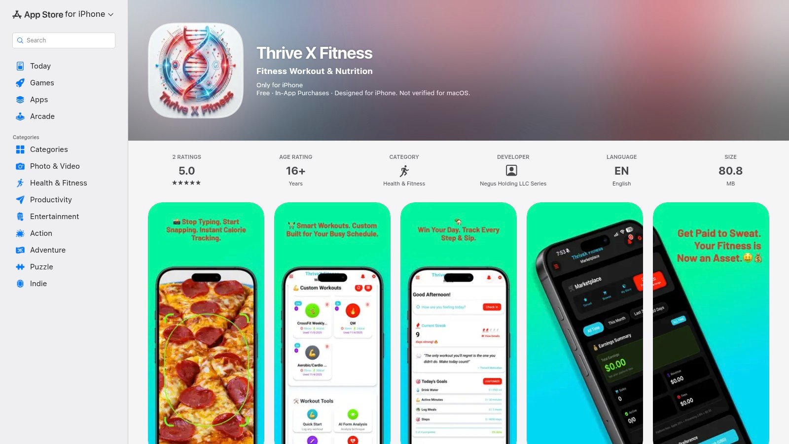Thrive X Fitness App on the Apple App Store