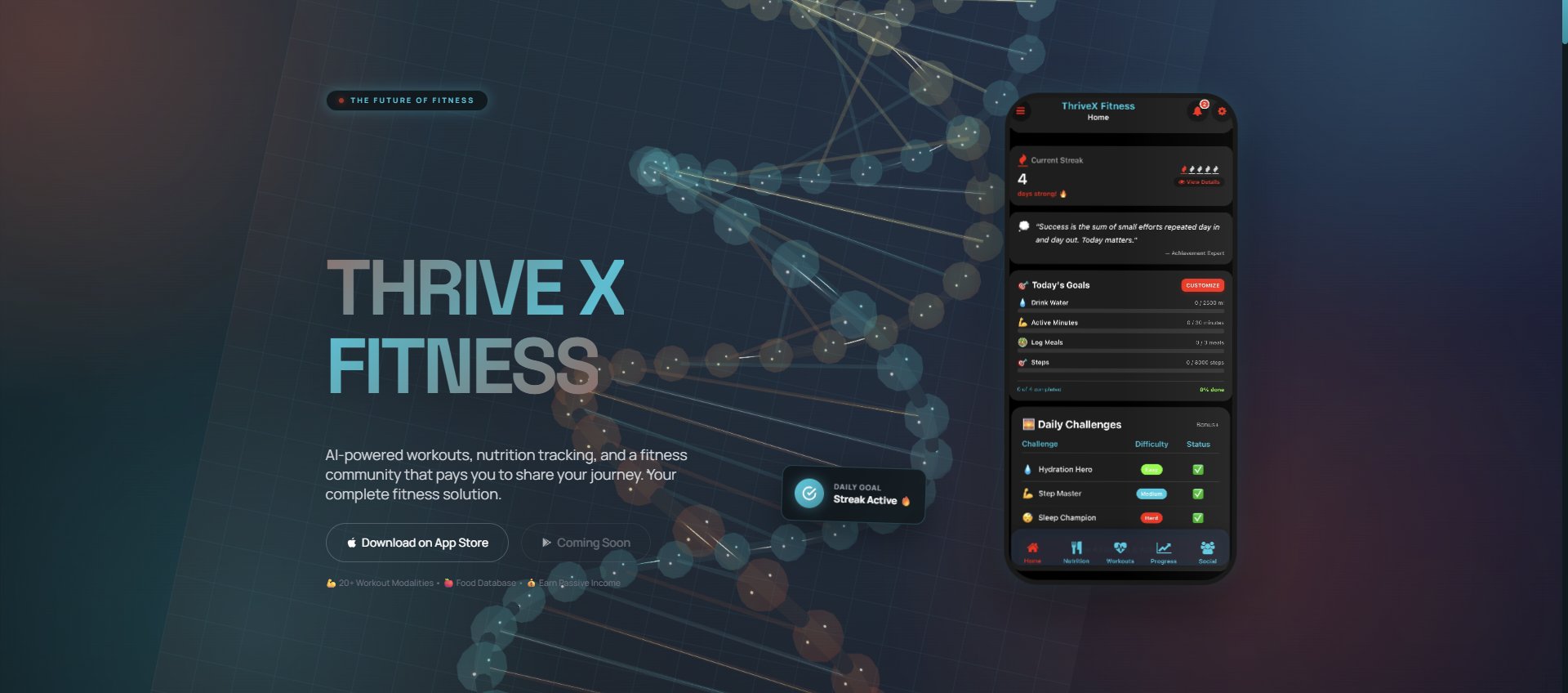 Thrive X Fitness, The AI Fitness App That Pays You Back