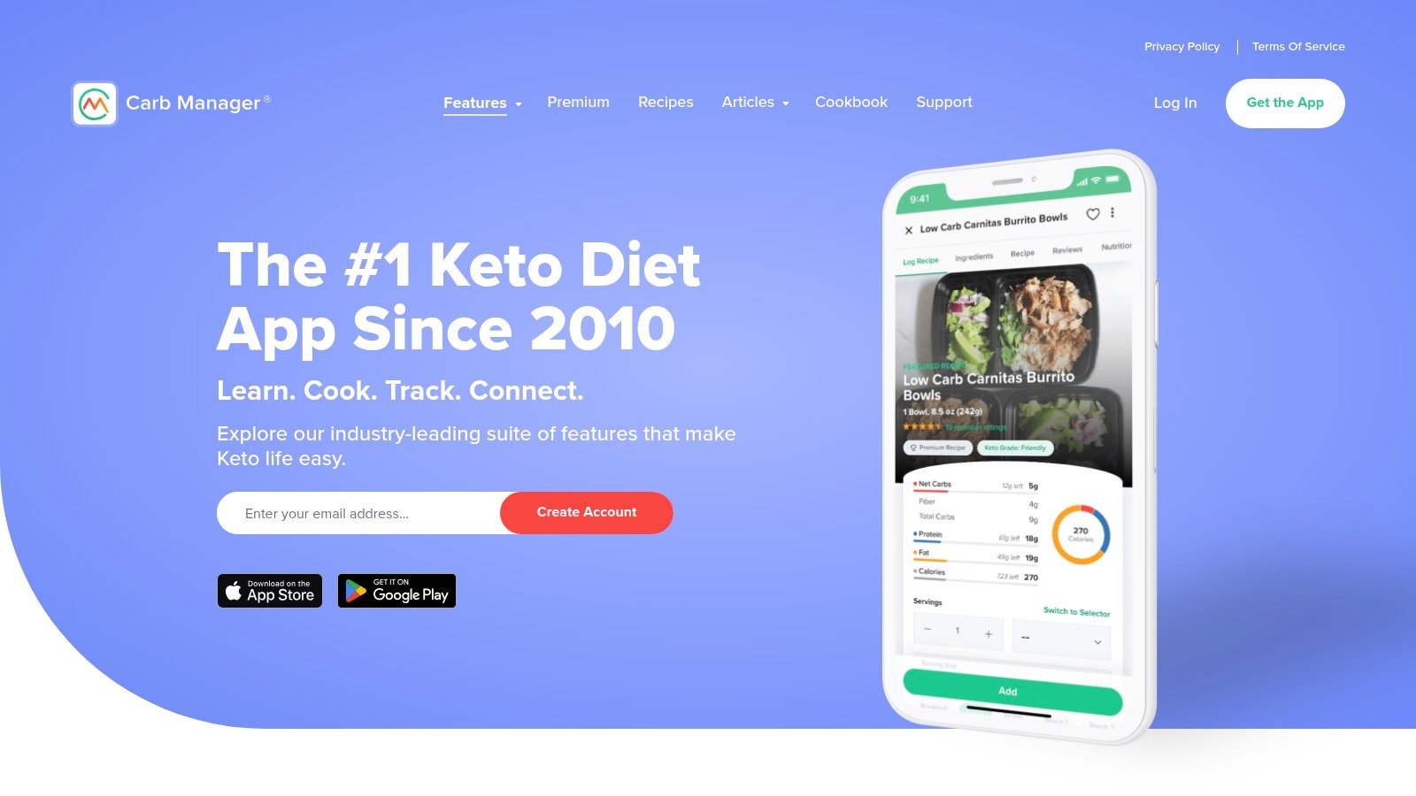 Carb Manager features page