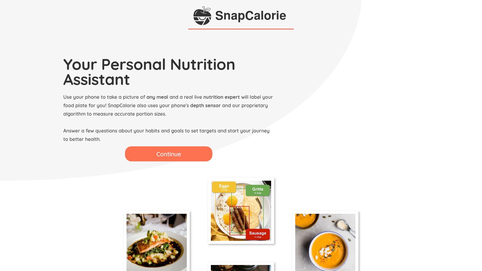 SnapCalorie app page